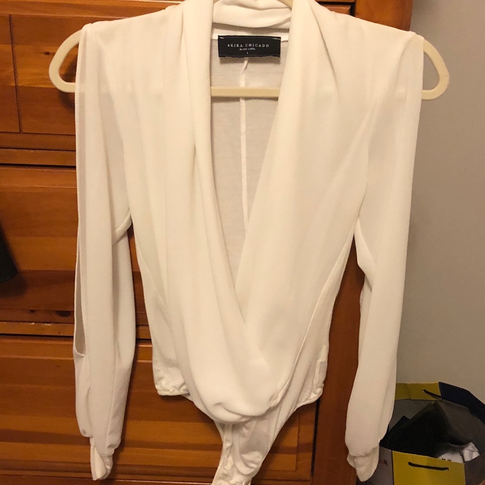 Open front chiffon bodysuit